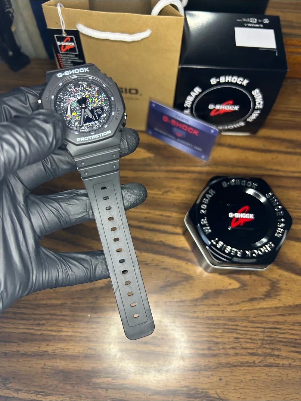 Black Analog-Digital Sport Watch with Color Splash Dial – Resin Strap